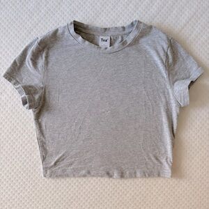 Aritzia TNA Chill Ortiz Cropped T-Shirt in Heather Chrome Size S